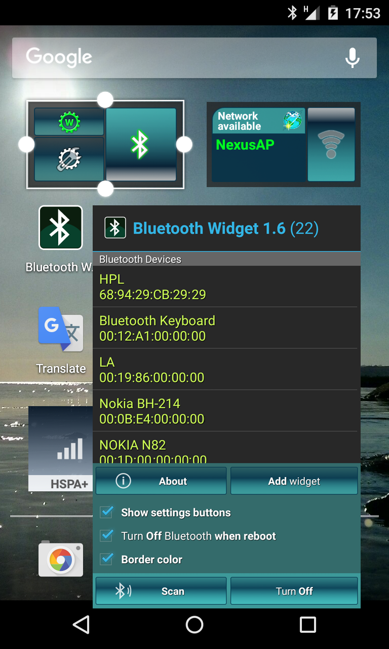 Bluetooth On/Off Виджет